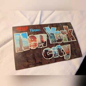 Vintage 1960s Hello From New York City Large Letter Postcard Chrome Ephemera
